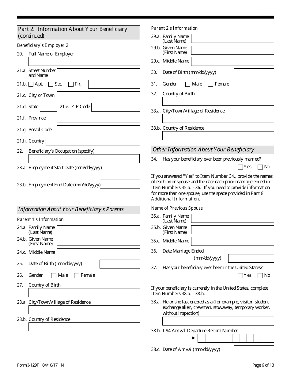 USCIS Form I-129F - Fill Out, Sign Online and Download Fillable PDF ...