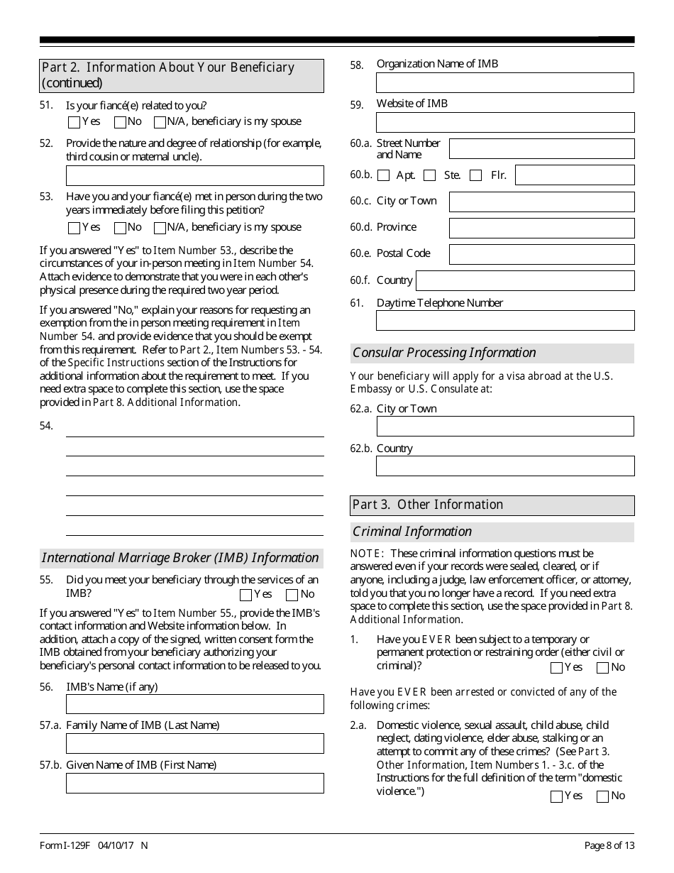 Uscis Form I 129f Fill Out Sign Online And Download Fillable Pdf Templateroller 5282