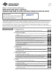 Form 151 &quot;Work Health and Safety Checklist - Working From Home or From a Privately-Funded or Satellite Office&quot; - Australia