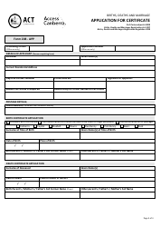 Form 208 Application for Certificate - Canberra, Australian Capital Territory, Australia, Page 3