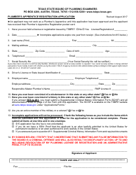 Plumber&#039;s Apprentice Registration Application - Texas, Page 3