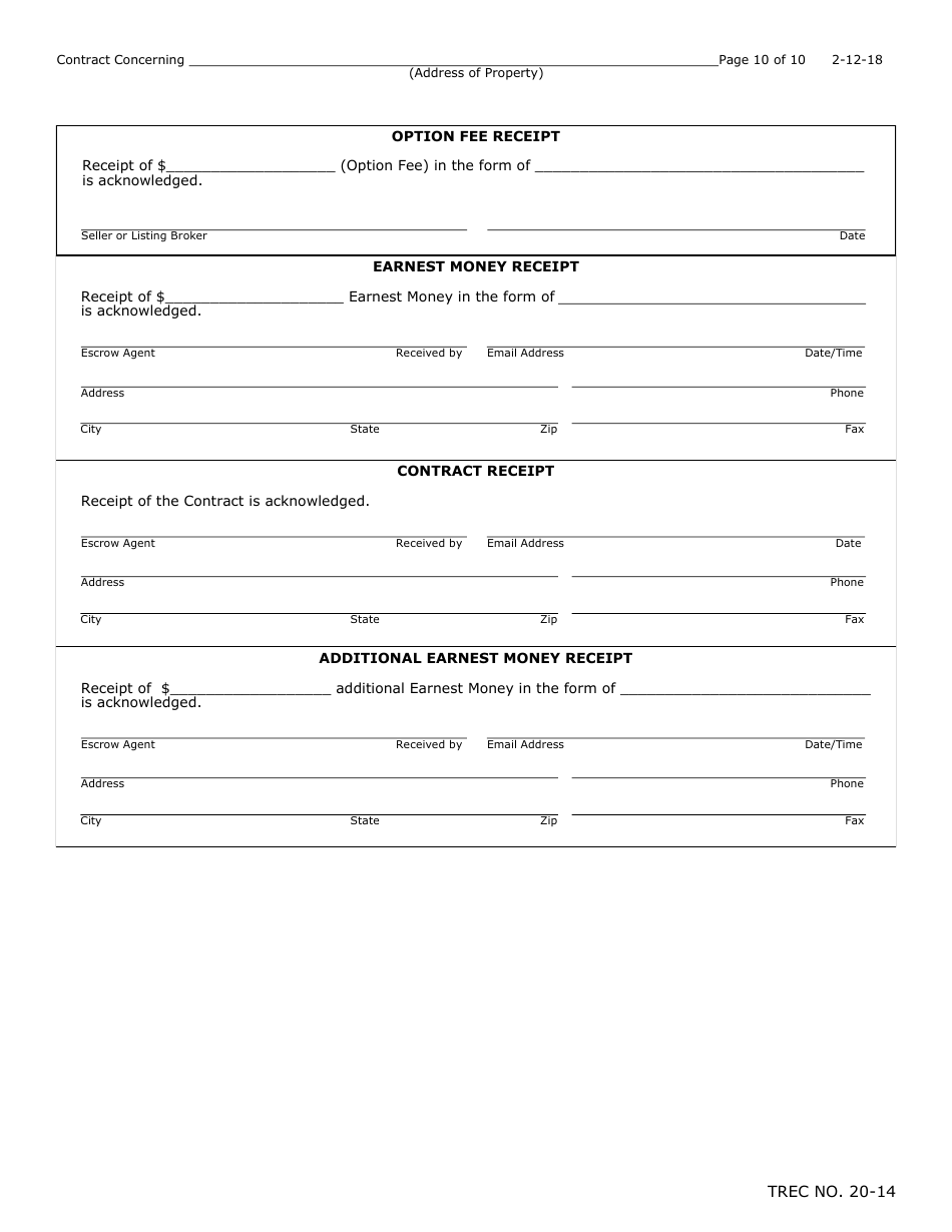TREC Form 20-14 One to Four Family Residential Contract (Resale) - Texas, Page 10