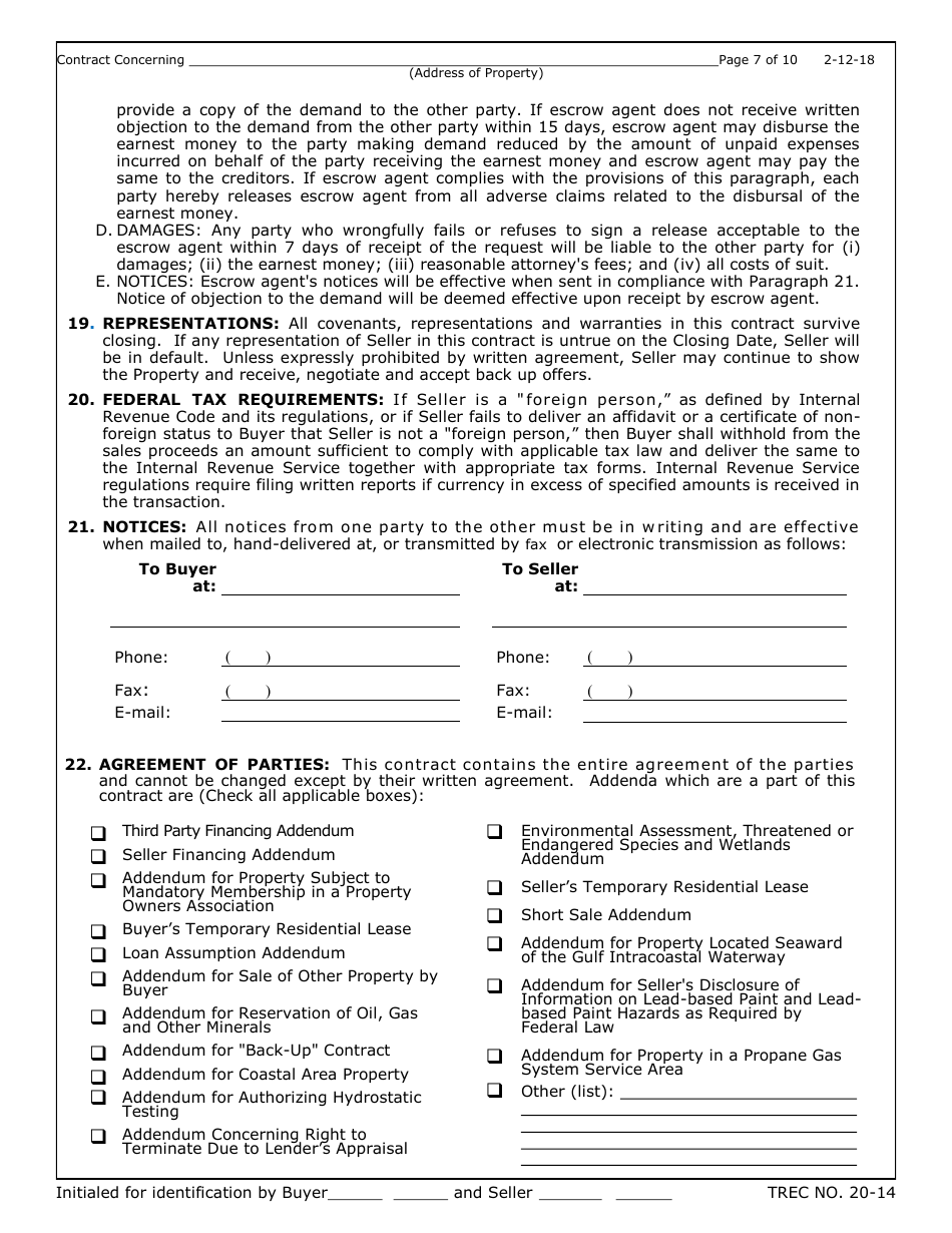 TREC Form 20-14 - Fill Out, Sign Online and Download Fillable PDF ...