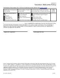Form 01-0159 Toronto&#039;s Welcome Policy Application - City of Toronto, Ontario, Canada, Page 2