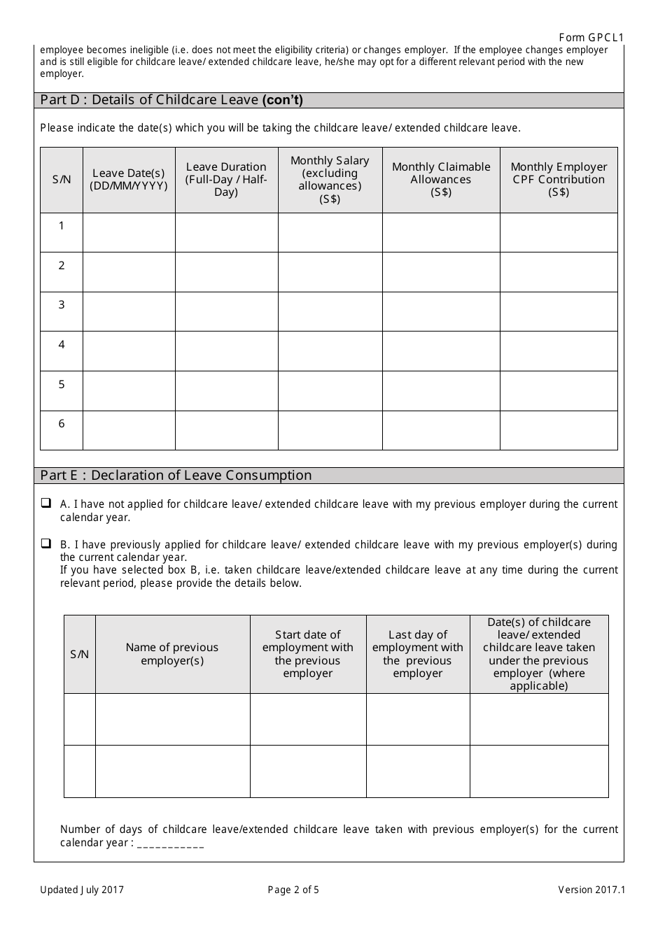 Form GPCL1 Fill Out, Sign Online and Download Printable PDF
