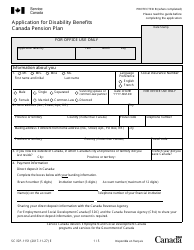 Form SC ISP-1151 Application for Disability Benefits Canada Pension Plan - Canada