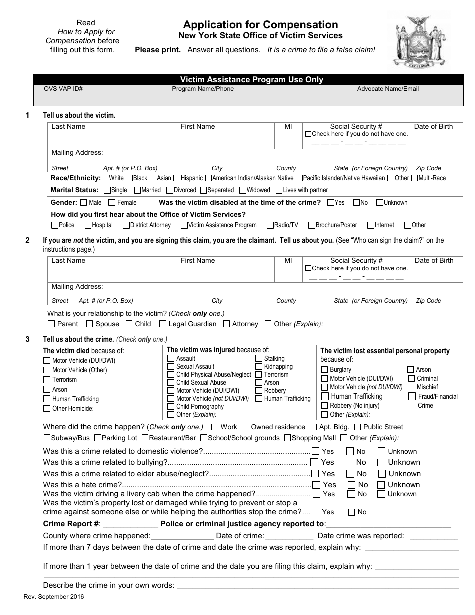 Application for Compensation - New York, Page 3