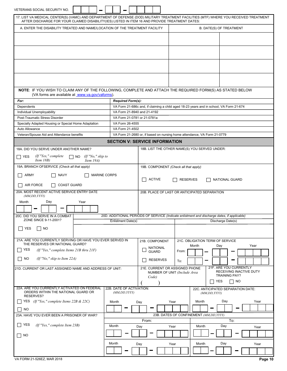 Va Form 21 526ez Fill Out Sign Online And Download Fillable Pdf Templateroller 4548