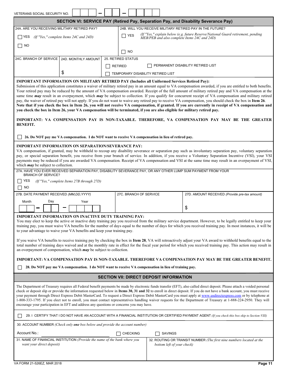 VA Form 21-526EZ - Fill Out, Sign Online and Download Fillable PDF ...