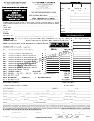 Document preview: Application for a Business License - City of Myrtle Beach, South Carolina