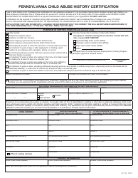 Form CY113 Pennsylvania Child Abuse History Certification - Pennsylvania