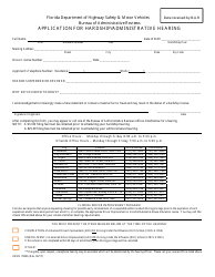 Document preview: Form HSMV78306 Application for Hardship/Administrative Hearing - Florida