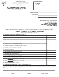 Form E-1 Individual Earnings Tax Return - City of St. Louis, Missouri