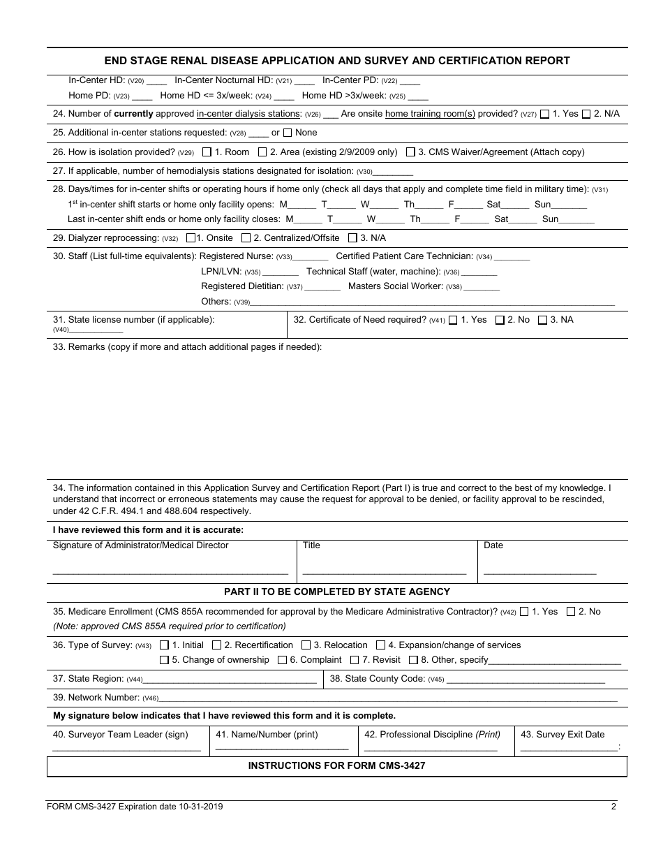 Form CMS-3427 - Fill Out, Sign Online and Download Printable PDF ...