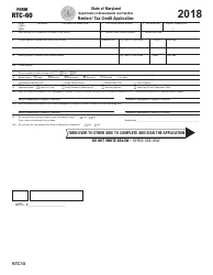 Form RTC-60 Renters&#039; Tax Credit Application - Maryland