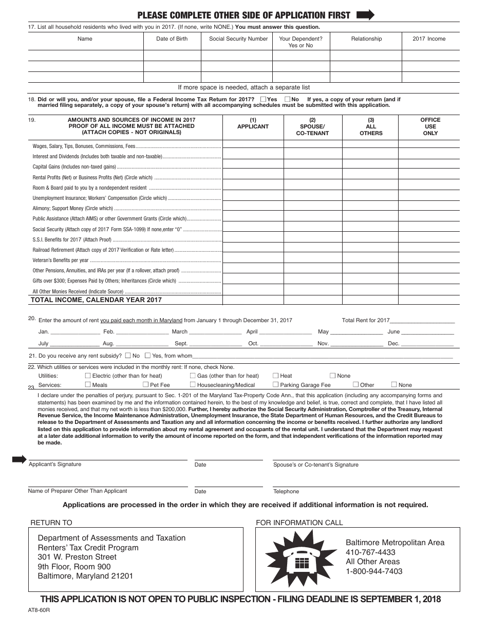 Form RTC-60 Renters Tax Credit Application - Maryland, Page 4