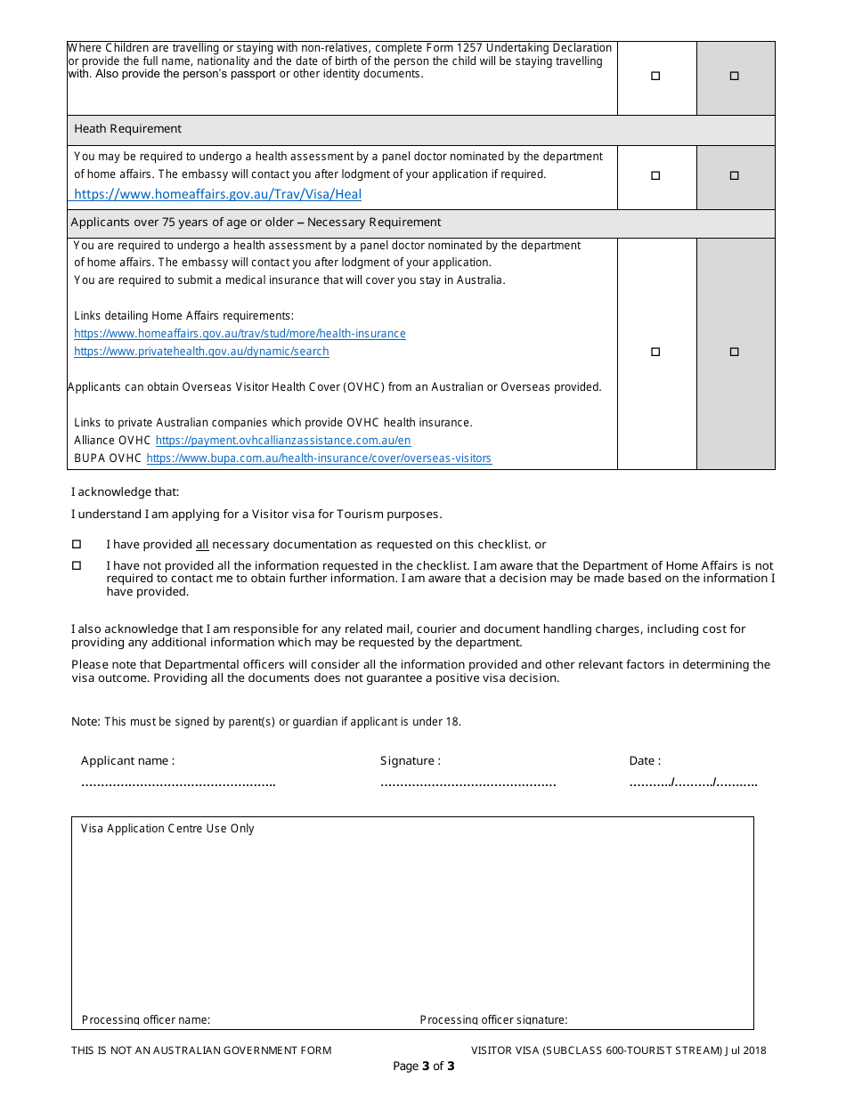 Australian Visa Application Checklist - Australian Embassy - Phnom Penh, Cambodia, Page 3