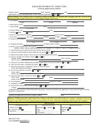 Form 604.02.01.001 &quot;Visiting Application (Adult)&quot; - Idaho
