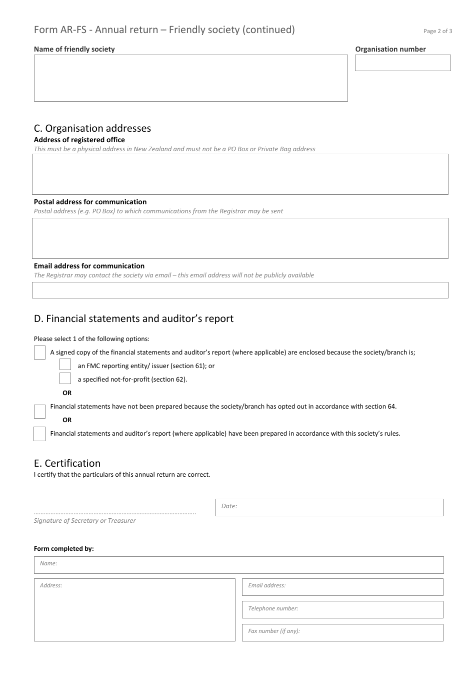 Form AR-FS - Fill Out, Sign Online and Download Fillable PDF, New ...