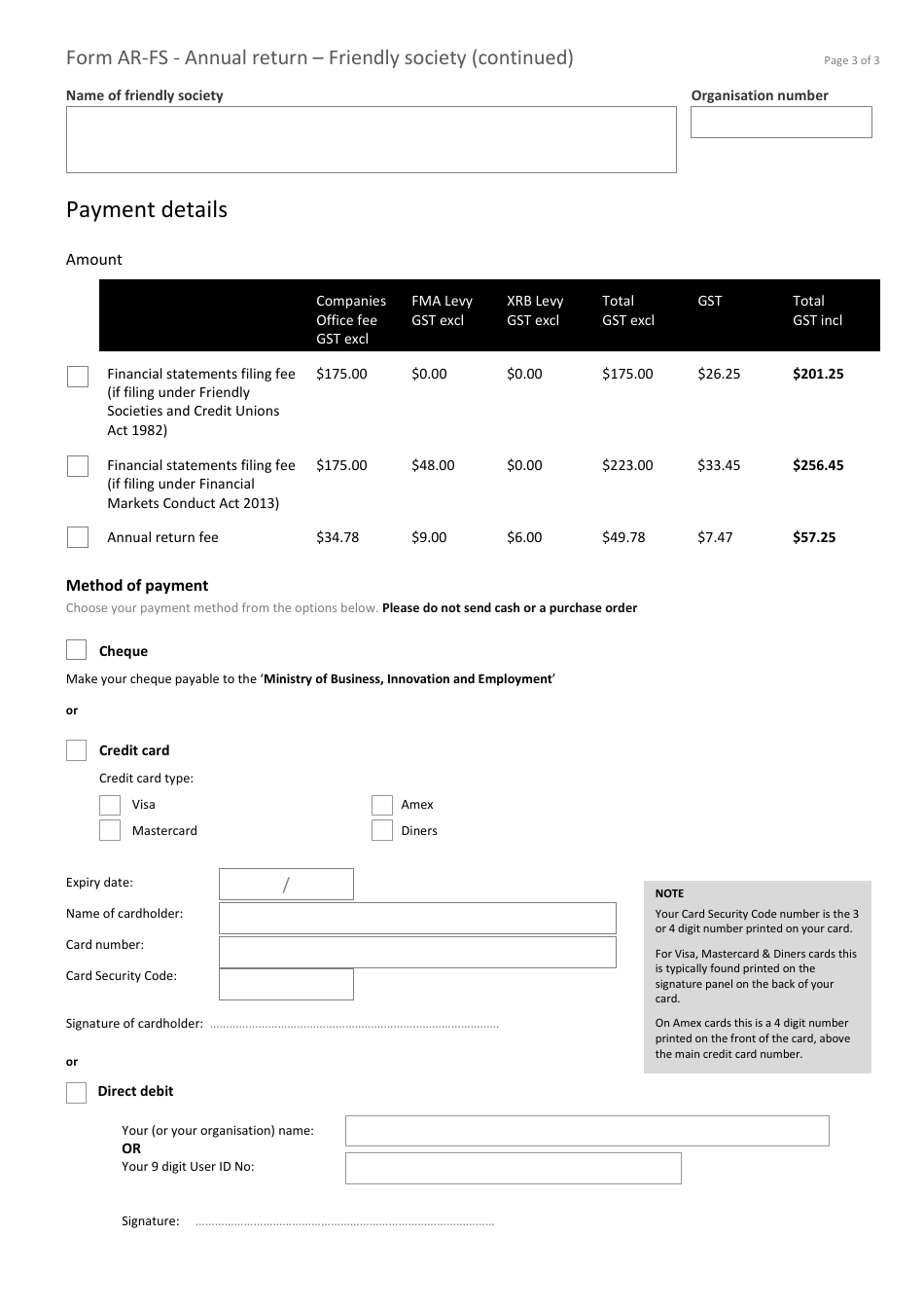 Form AR-FS Annual Return - Friendly Society - New Zealand, Page 3