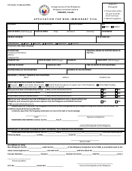 Document preview: FA Form 2-A Application for Philippine Non-immigrant Visa - Philippine Consulate General - City of Toronto, Ontario, Canada