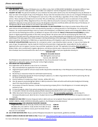 FA Form 2-A Application for Philippine Non-immigrant Visa - Philippine Consulate General - City of Toronto, Ontario, Canada, Page 2
