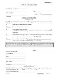 Document preview: Form CCR G-40 Garnishment Praecipe - Fairfax County, Virginia