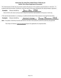 Form ITD3368 Limited Power of Attorney for Specific Motor Vehicle/Vessel - Idaho, Page 2