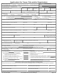 Form 130-U &quot;Application for Texas Title and/or Registration&quot; - Texas