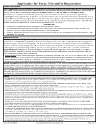Form 130-U Application for Texas Title and/or Registration - Texas, Page 2