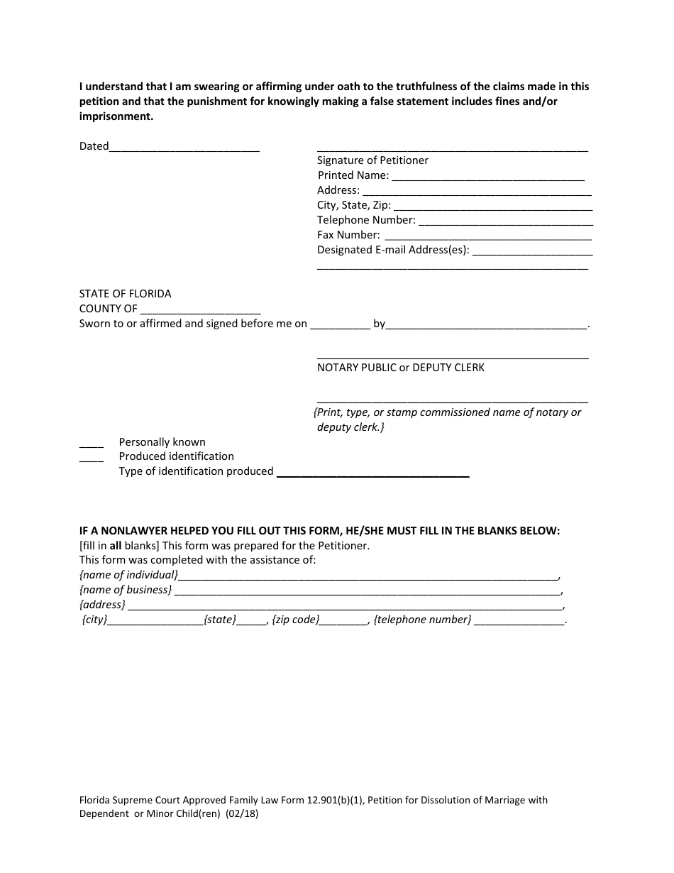 Form 12.901(B)(1) Petition for Dissolution of Marriage With Dependent or Minor Child(Ren) - Florida, Page 12