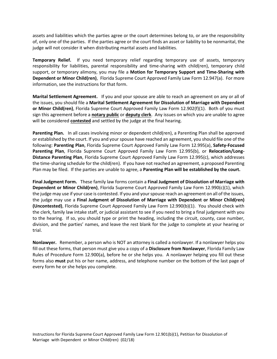 Form 12.901(B)(1) Petition for Dissolution of Marriage With Dependent or Minor Child(Ren) - Florida, Page 5