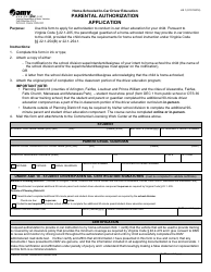 Document preview: Form HS1 Home-Schooled in-Car Driver Education Parental Authorization Application - Virginia
