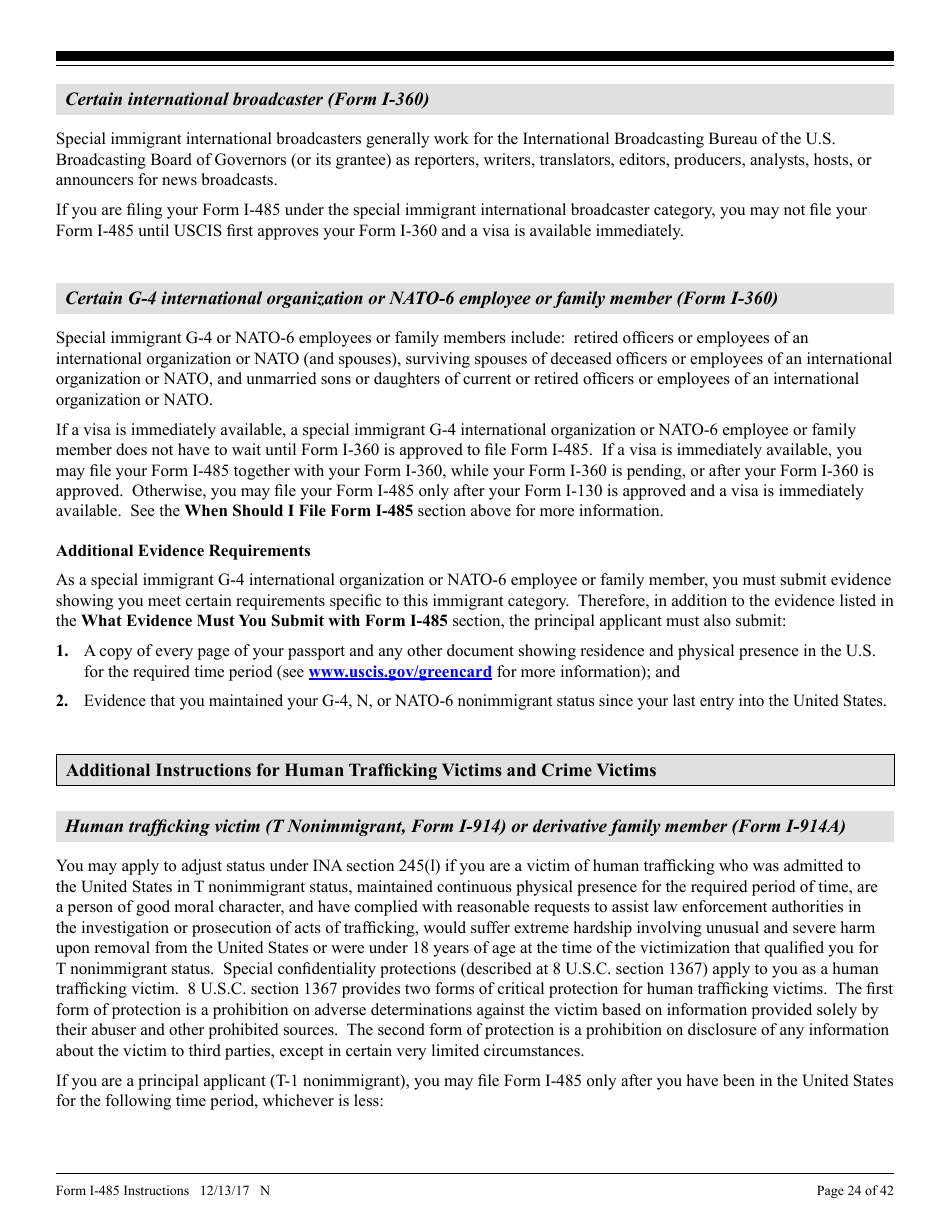 Instructions for USCIS Form I-485 Application to Register Permanent Residence or Adjust Status, Page 24