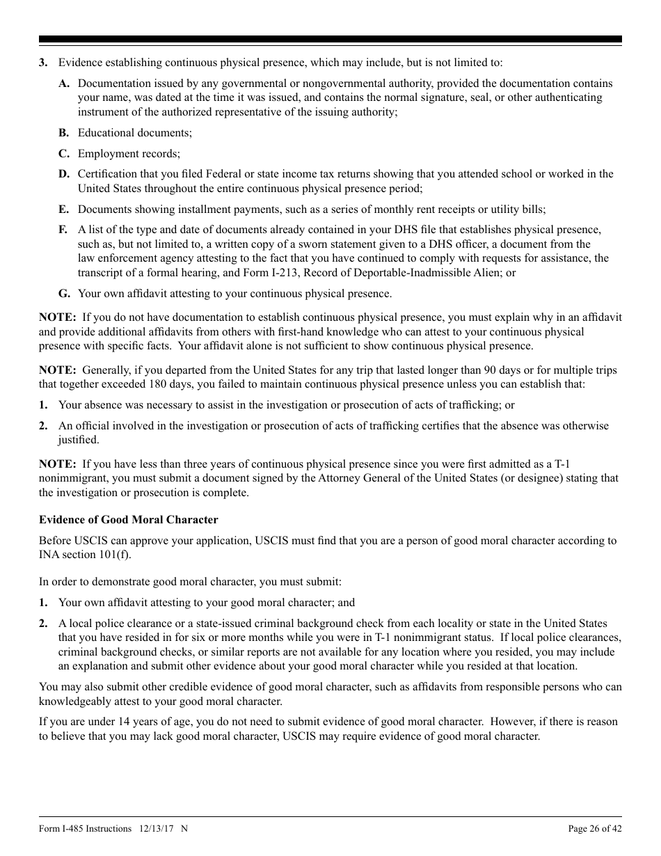 Instructions for USCIS Form I-485 Application to Register Permanent Residence or Adjust Status, Page 26
