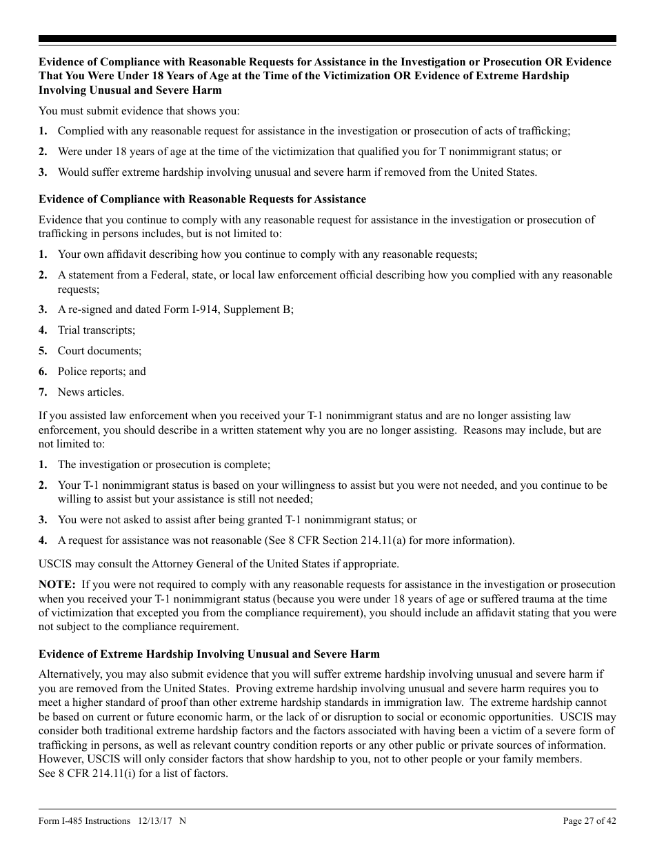 Instructions for USCIS Form I-485 Application to Register Permanent Residence or Adjust Status, Page 27