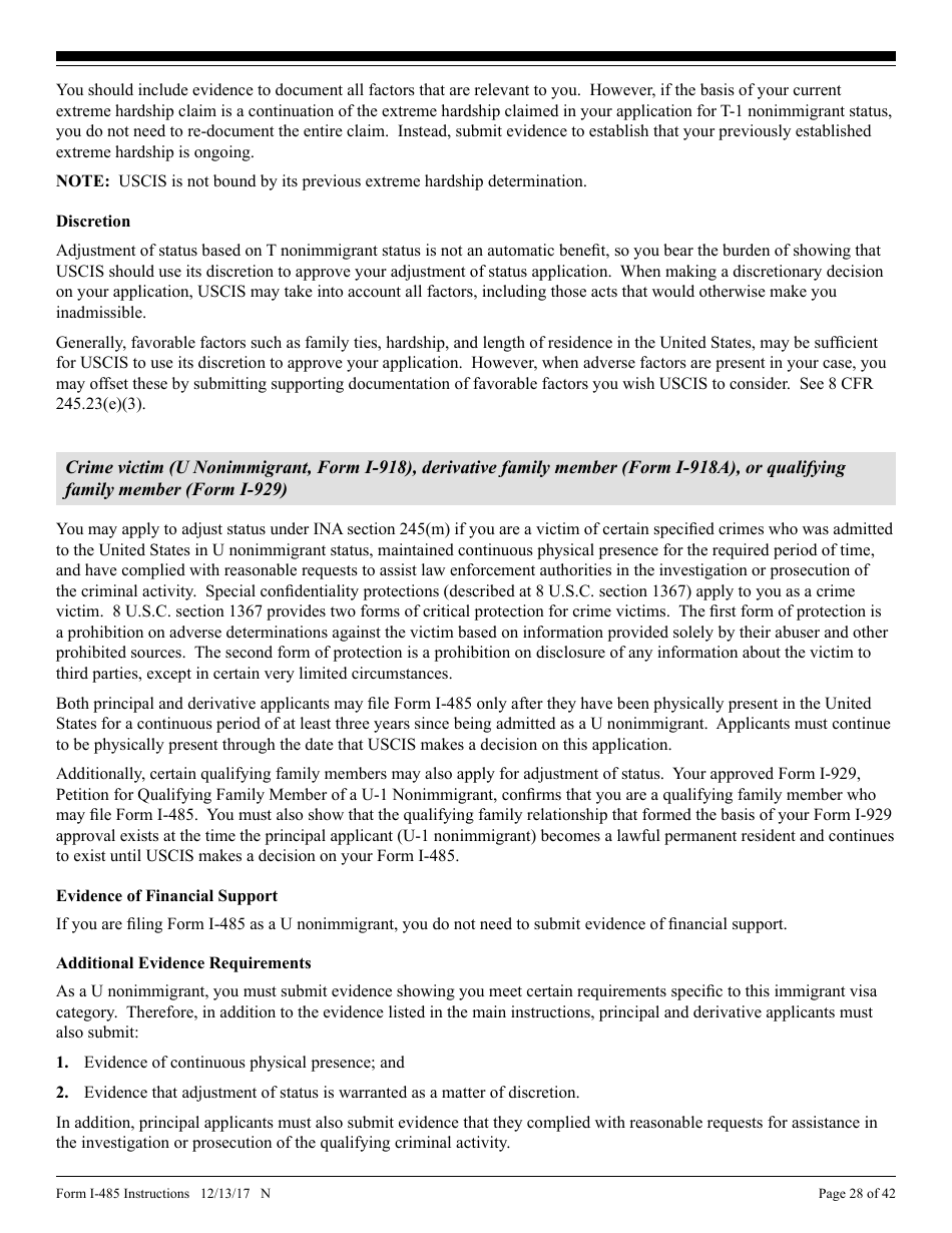 Instructions for USCIS Form I-485 Application to Register Permanent Residence or Adjust Status, Page 28