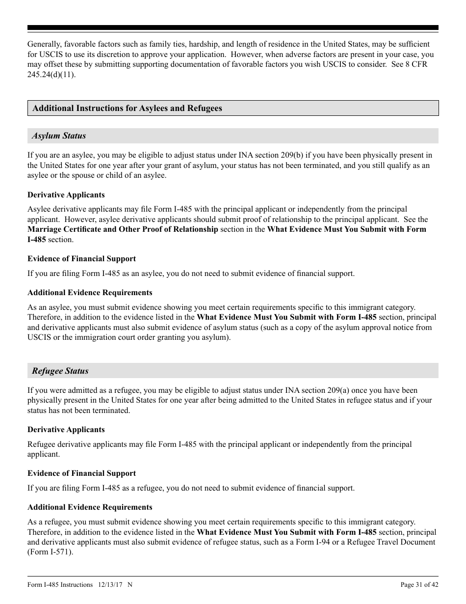 Instructions for USCIS Form I-485 Application to Register Permanent Residence or Adjust Status, Page 31
