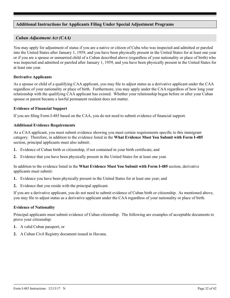 Instructions for USCIS Form I-485 Application to Register Permanent Residence or Adjust Status, Page 32