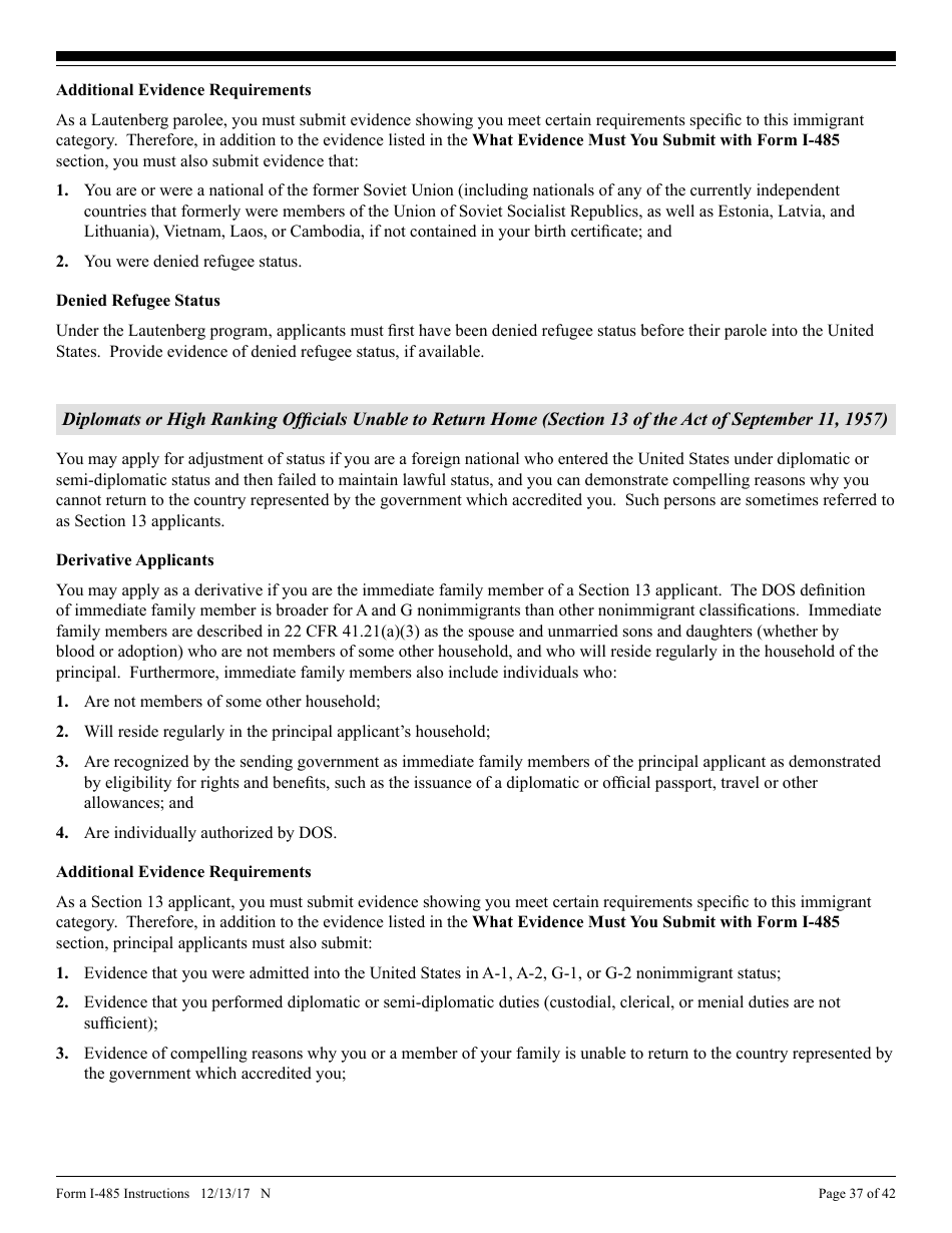 Instructions for USCIS Form I-485 Application to Register Permanent Residence or Adjust Status, Page 37