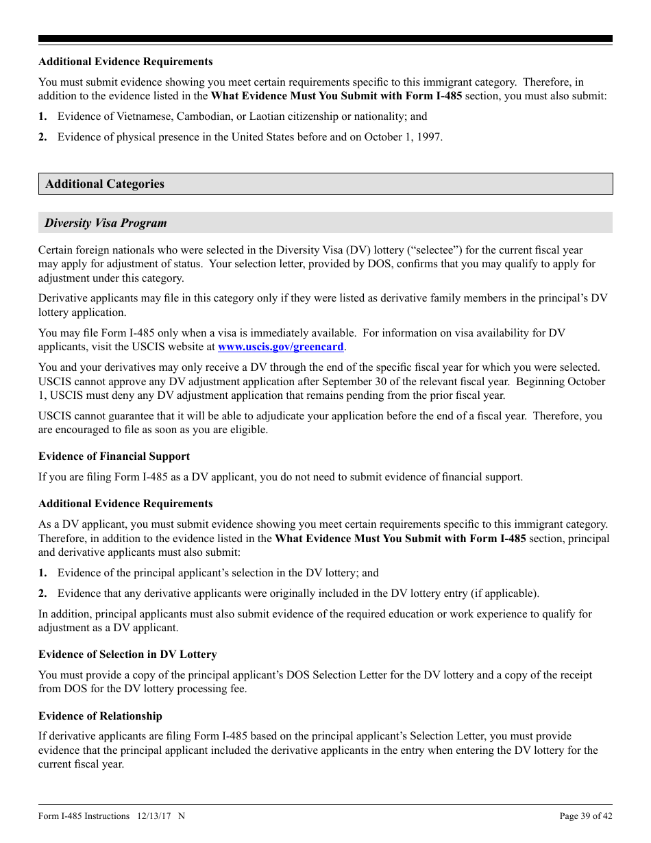 Instructions for USCIS Form I-485 Application to Register Permanent Residence or Adjust Status, Page 39