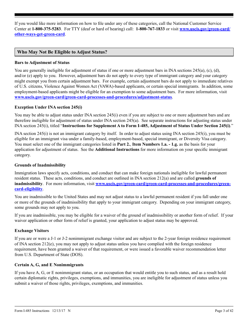 Instructions for USCIS Form I-485 Application to Register Permanent Residence or Adjust Status, Page 3