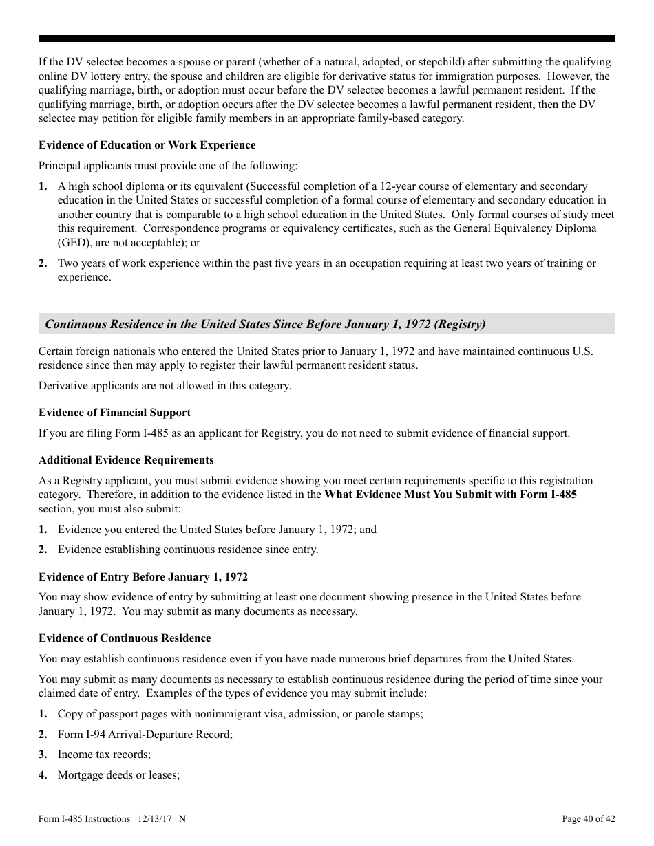 Instructions for USCIS Form I-485 Application to Register Permanent Residence or Adjust Status, Page 40