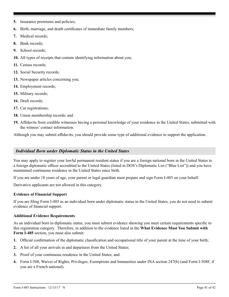 Instructions for USCIS Form I-485 Application to Register Permanent Residence or Adjust Status, Page 41