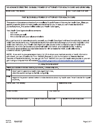 VA Form 10-0137 VA Advance Directive: Durable Power of Attorney for Health Care and Living Will, Page 2