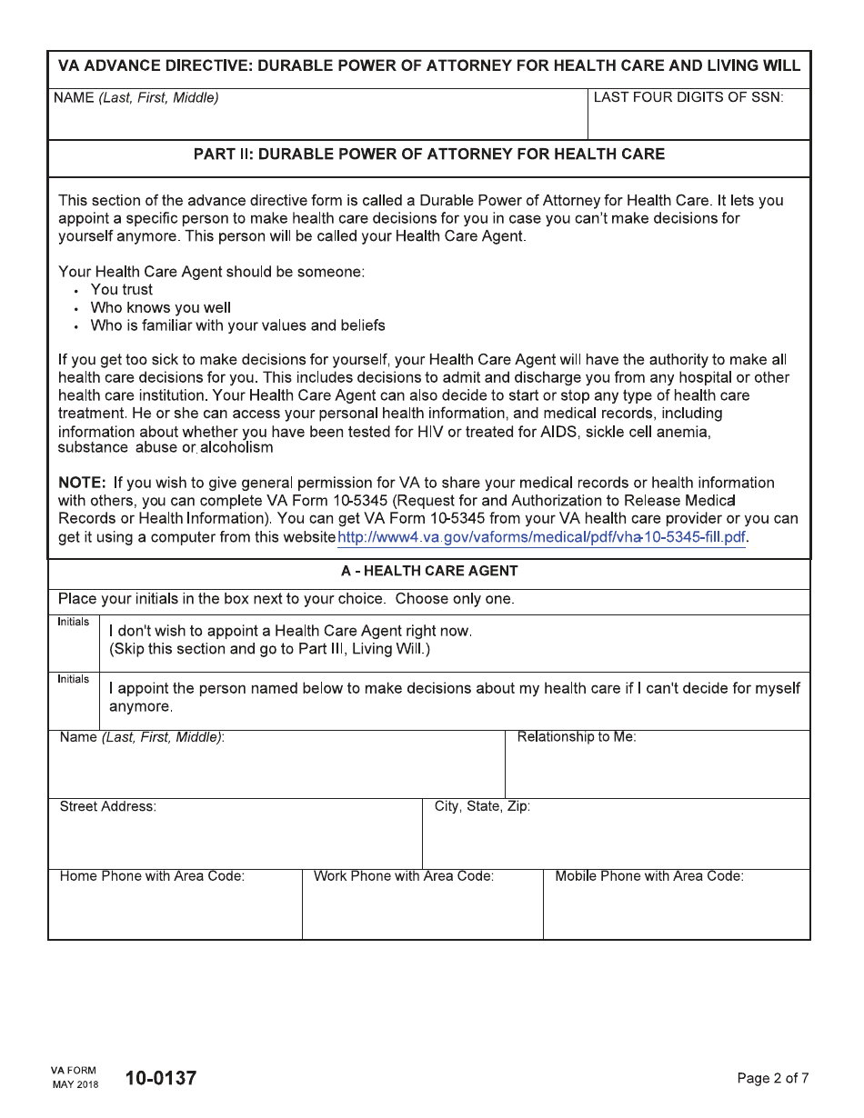 Va Form 10-0137 - Fill Out, Sign Online And Download Fillable Pdf 