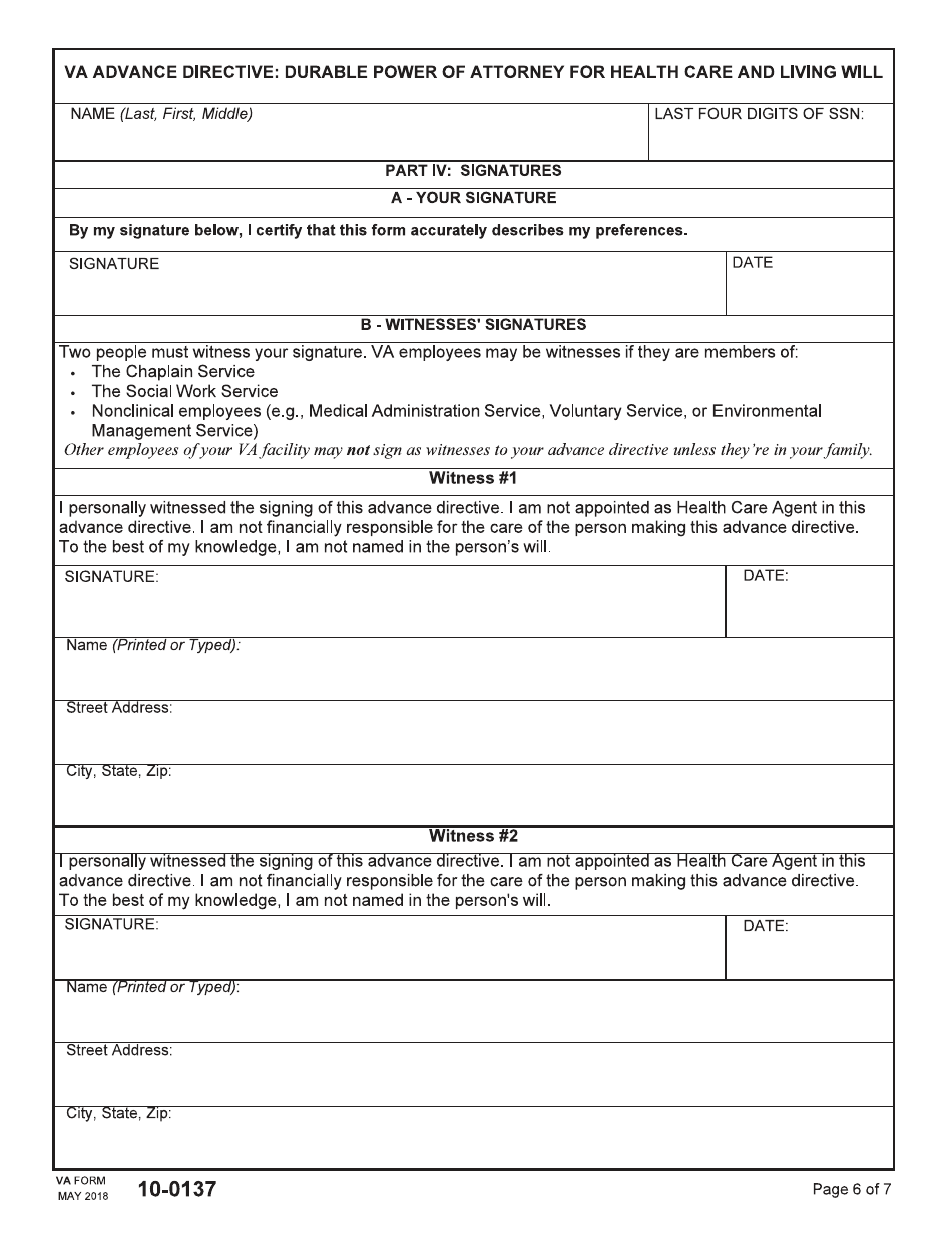 VA Form 10-0137 - Fill Out, Sign Online And Download Fillable PDF ...