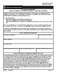 VA Form 10-0137 &quot;VA Advance Directive: Durable Power of Attorney for Health Care and Living Will&quot;
