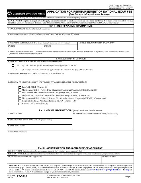 VA Form 22-0810  Printable Pdf
