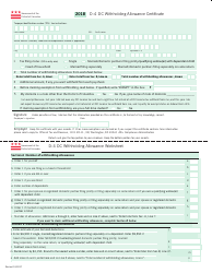 Form D-4 &quot;Dc Withholding Allowance Certificate&quot; - Washington, D.C., 2018